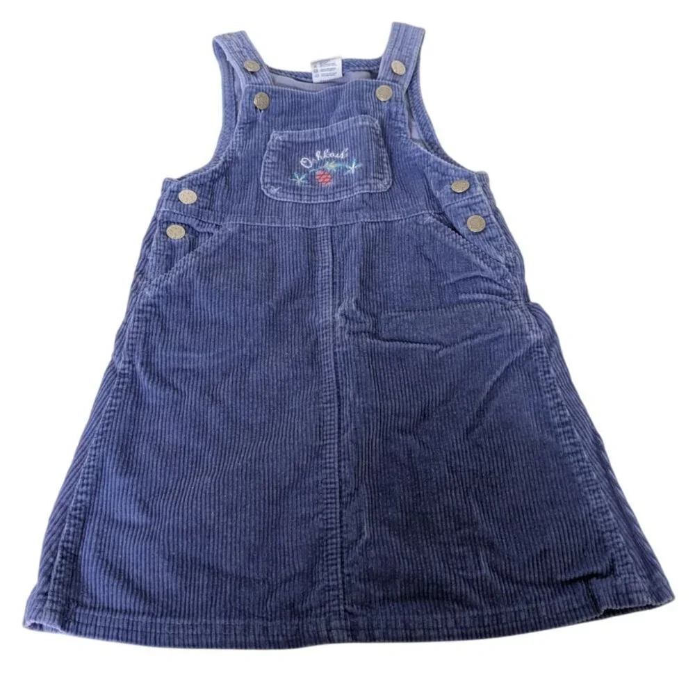 Vintage Oshkosh Bgosh Corduroy Overall Dress Girls Size 6X Purple Made in USA